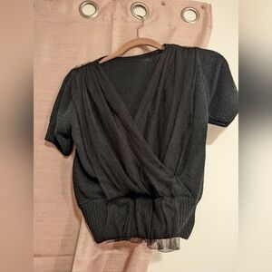 Chicwish Black micro sweater with‎ tulle